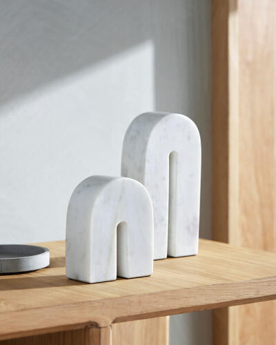 Marble sculpture styled on a shelf