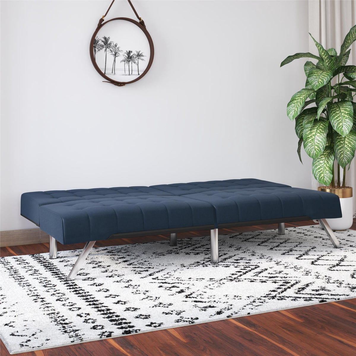 DHP Emily Convertible Futon, Navy Blue Linen