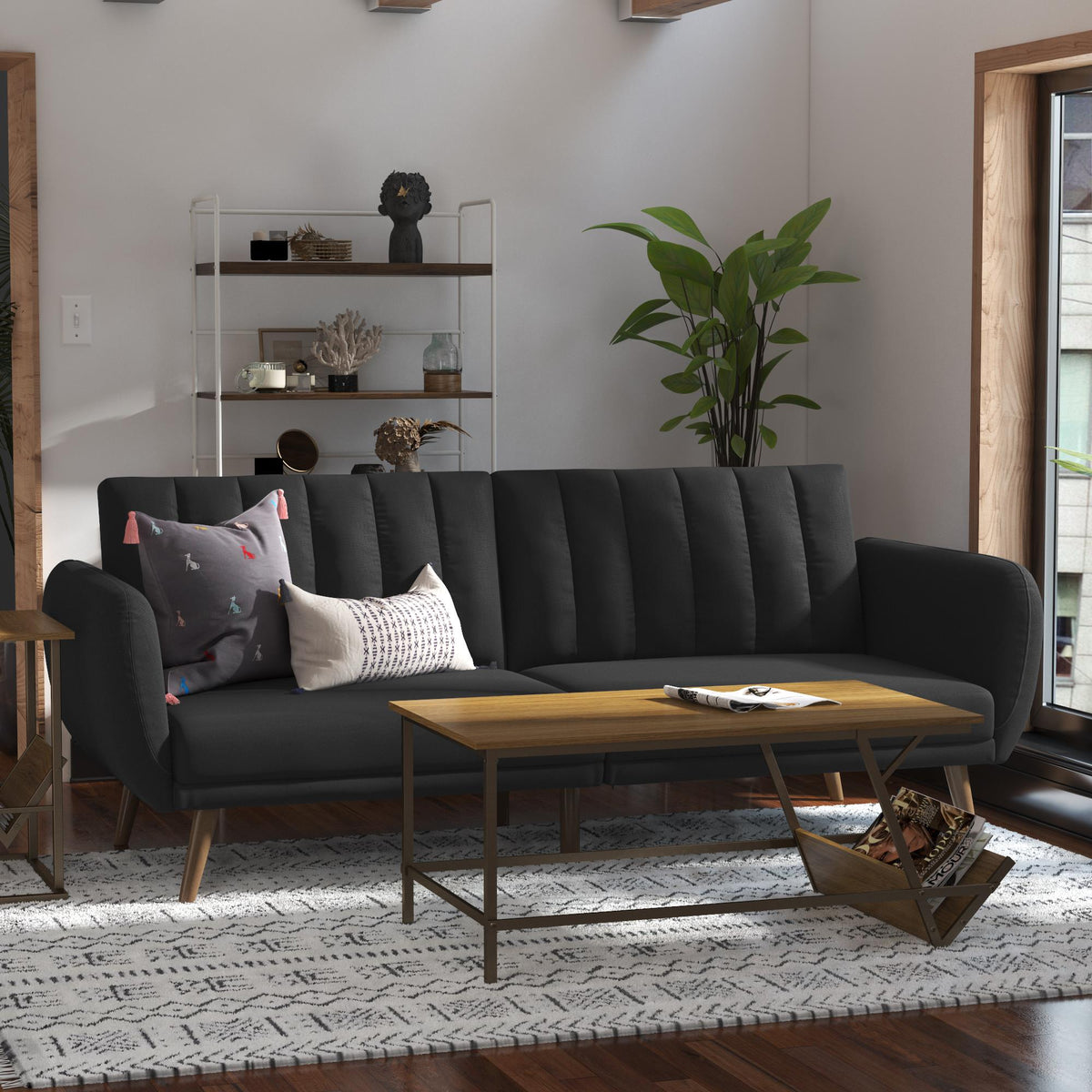 Novogratz Brittany Futon Sofa Bed - Dark Gray Linen