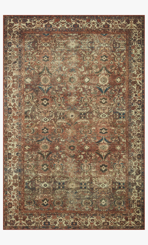 Banks Machine-Washable Rug, Brick and Ivory