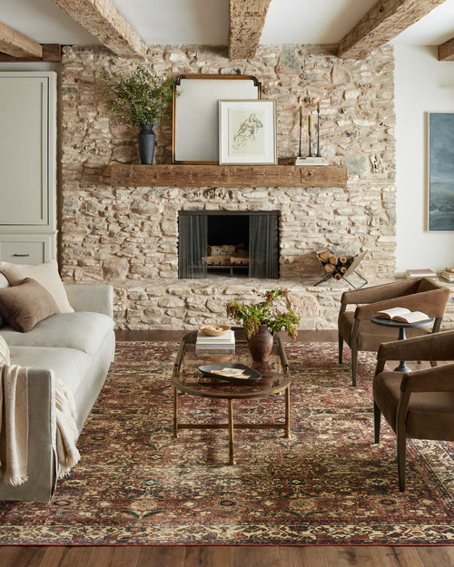 Banks Machine-Washable Rug, Brick and Ivory