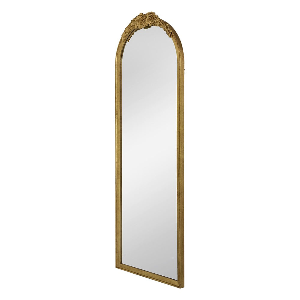 Gold arched mirror crest detail