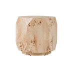 Burl drum side table angle view