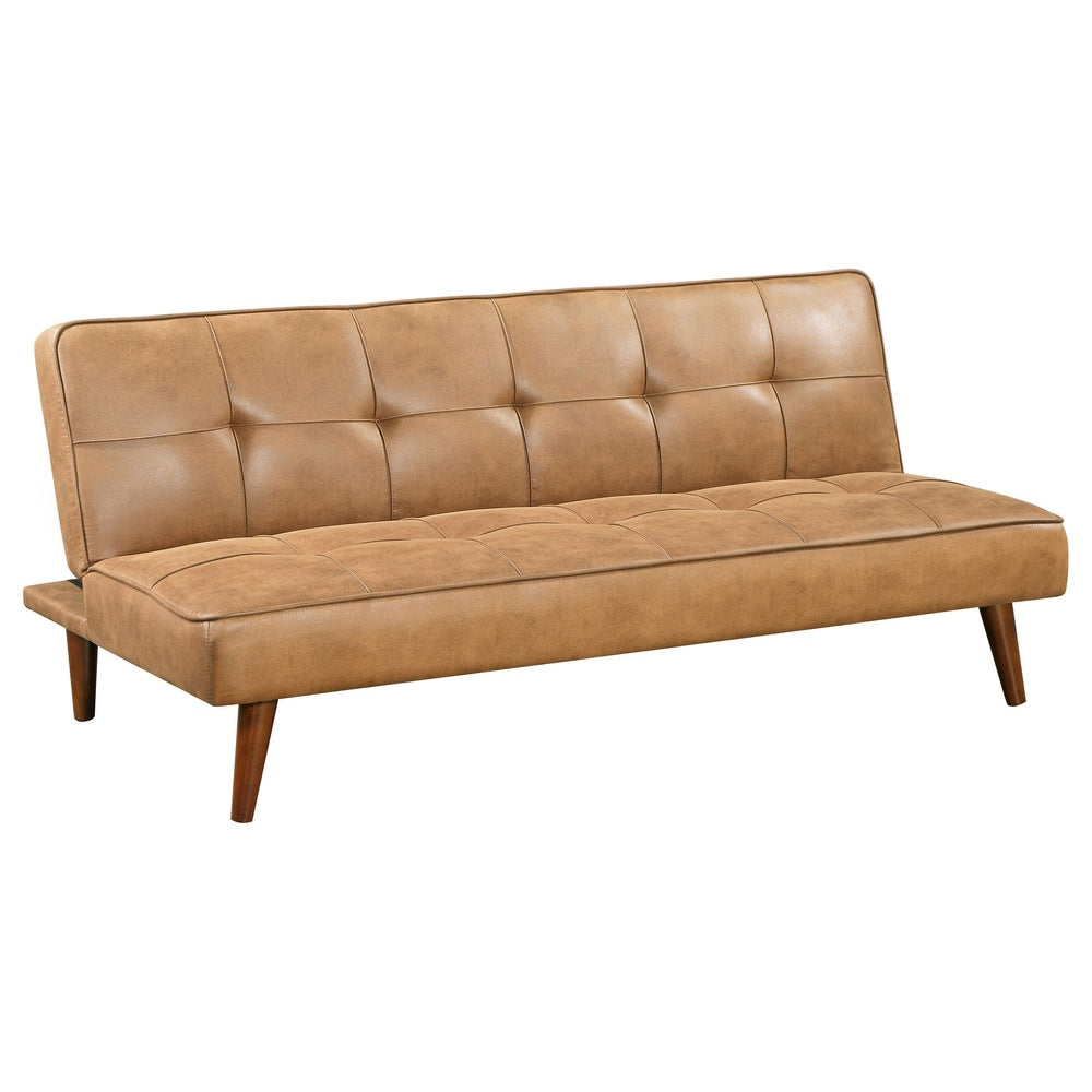 Sena Futon Sofa Bed, Light Brown Faux Leather