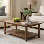 Ayne Coffee Table with Shelf, Distressed Brown, 47"