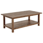 Ayne Coffee Table with Shelf, Distressed Brown, 47"