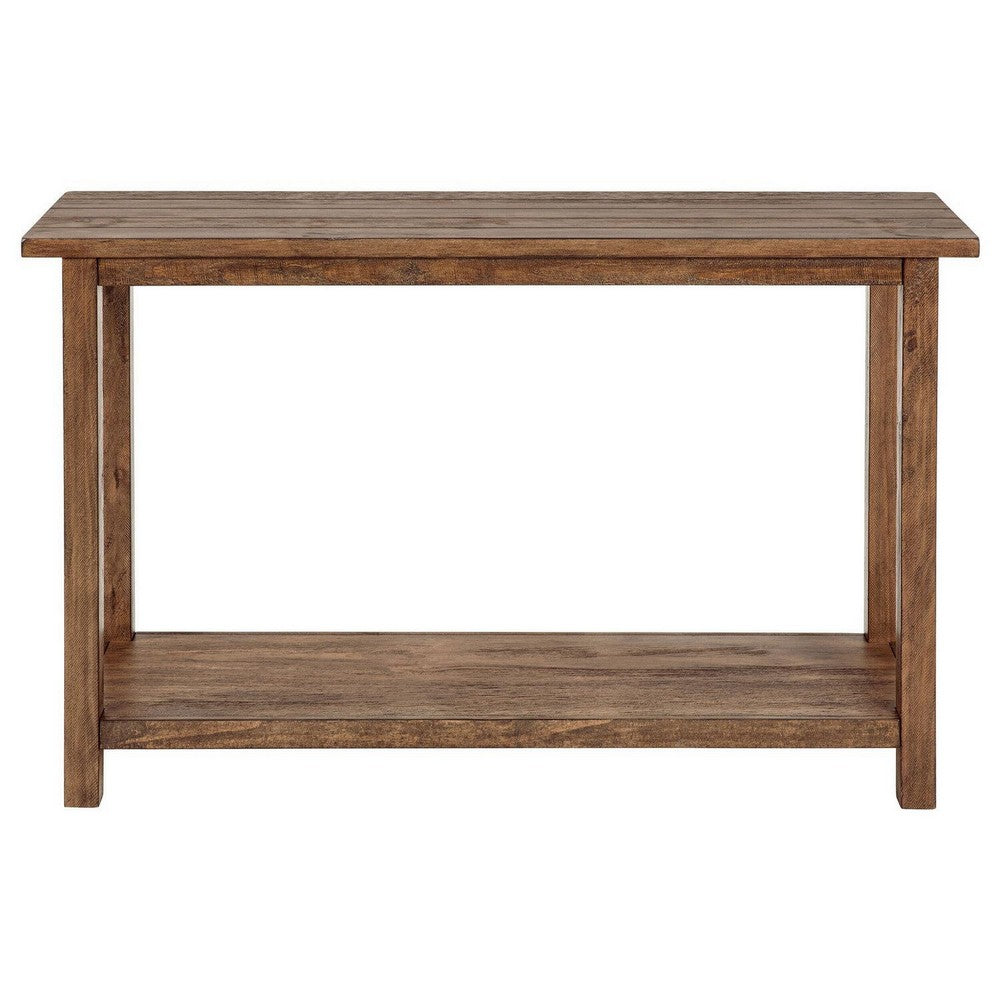 Ayne Console Table with Shelf, Distressed Brown, 47"