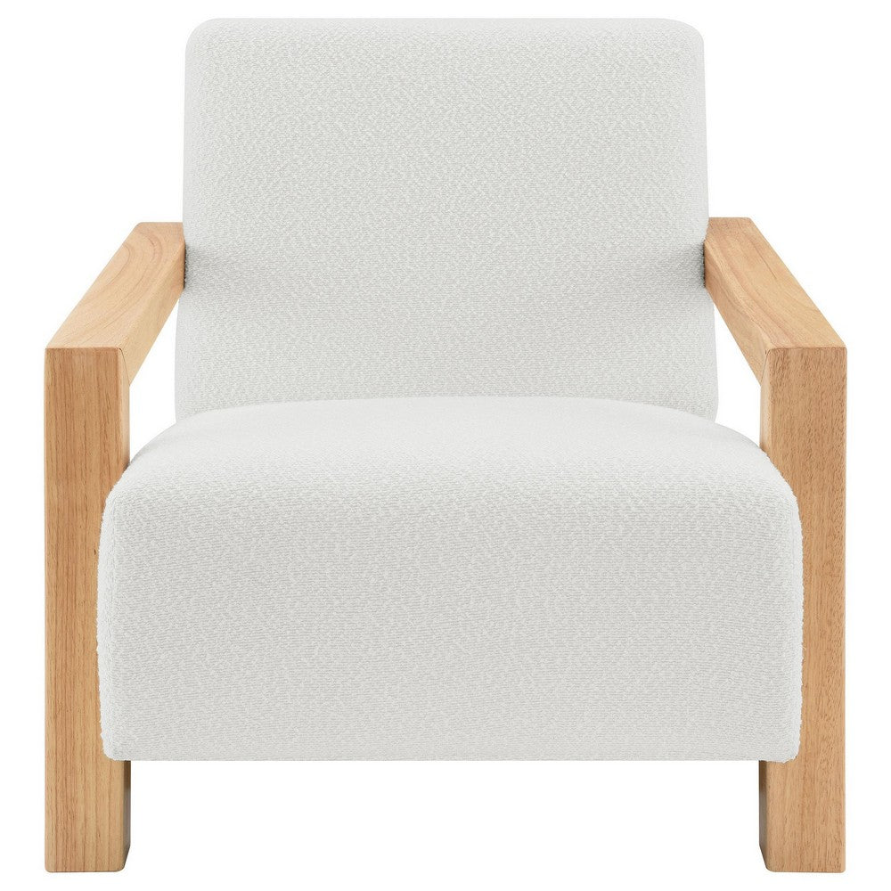 Fitz Accent Chair, Ivory Boucle with Natural Wood Arms