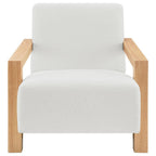 Fitz Accent Chair, Ivory Boucle with Natural Wood Arms