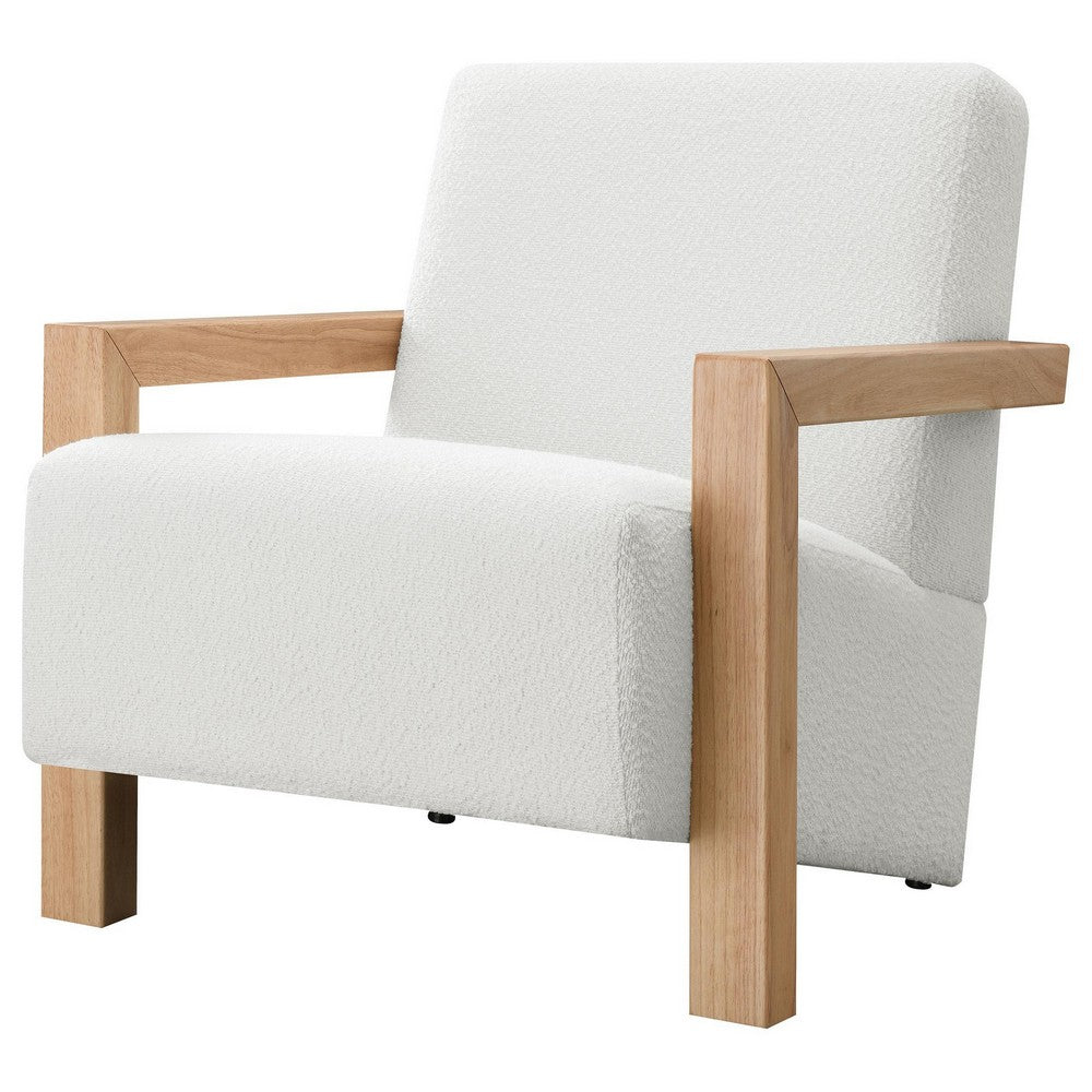 Fitz Accent Chair, Ivory Boucle with Natural Wood Arms