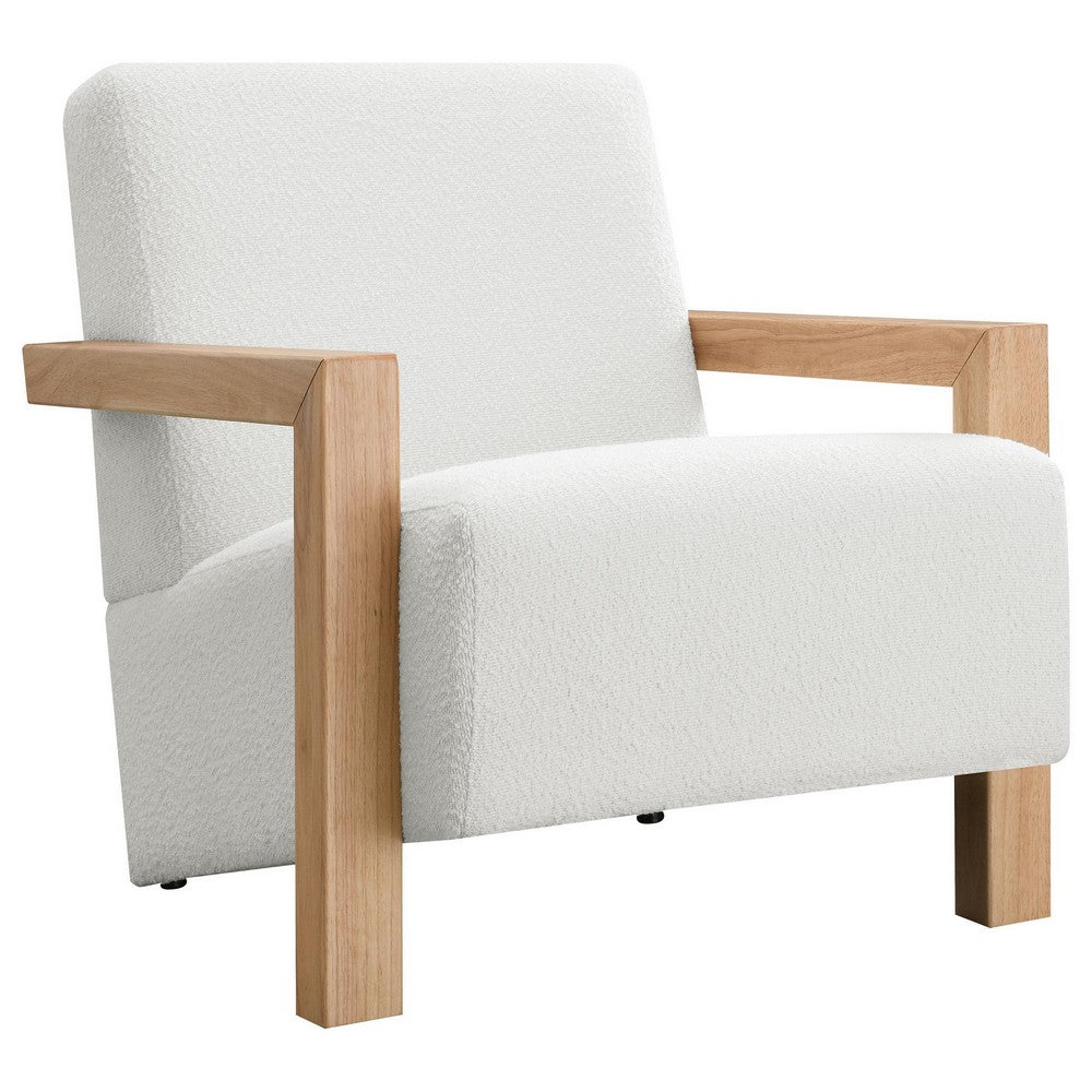 Fitz Accent Chair, Ivory Boucle with Natural Wood Arms