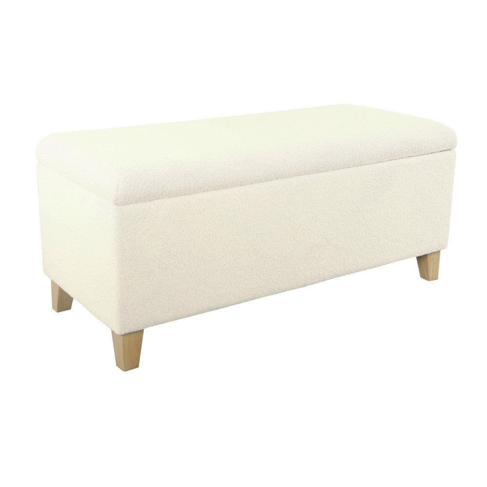 Liv Storage Bench Ottoman, Cream Sherpa, 42"