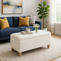 Liv Storage Bench Ottoman, Cream Sherpa, 42"