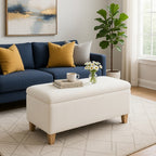Liv Storage Bench Ottoman, Cream Sherpa, 42"