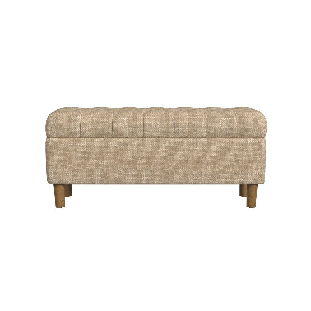 Sol Storage Bench Ottoman, Light Tan Woven, 40"