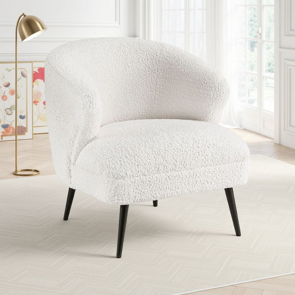 Neda Barrel Back Accent Chair, Soft Beige Boucle