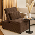 Danyl Convertible Sleeper Chair with Pull-Out Bed, Brown Corduroy