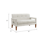 Bei Loveseat, Beige Chenille with Walnut Wood Frame, 55"