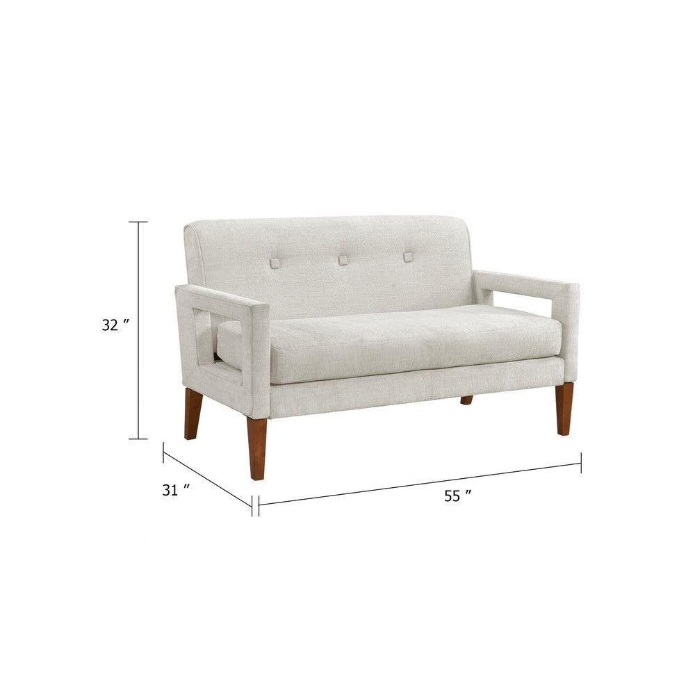 Bei Loveseat, Beige Chenille with Walnut Wood Frame, 55"