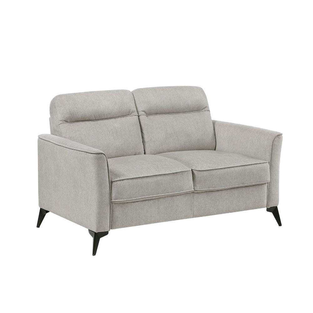Teli Loveseat, Light Tan Microfiber with Black Metal Legs, 57"