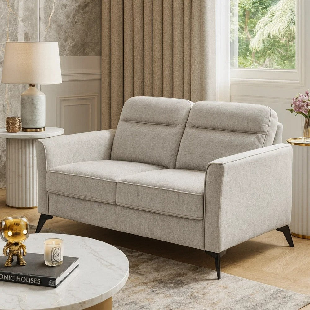 Teli Loveseat, Light Tan Microfiber with Black Metal Legs, 57"