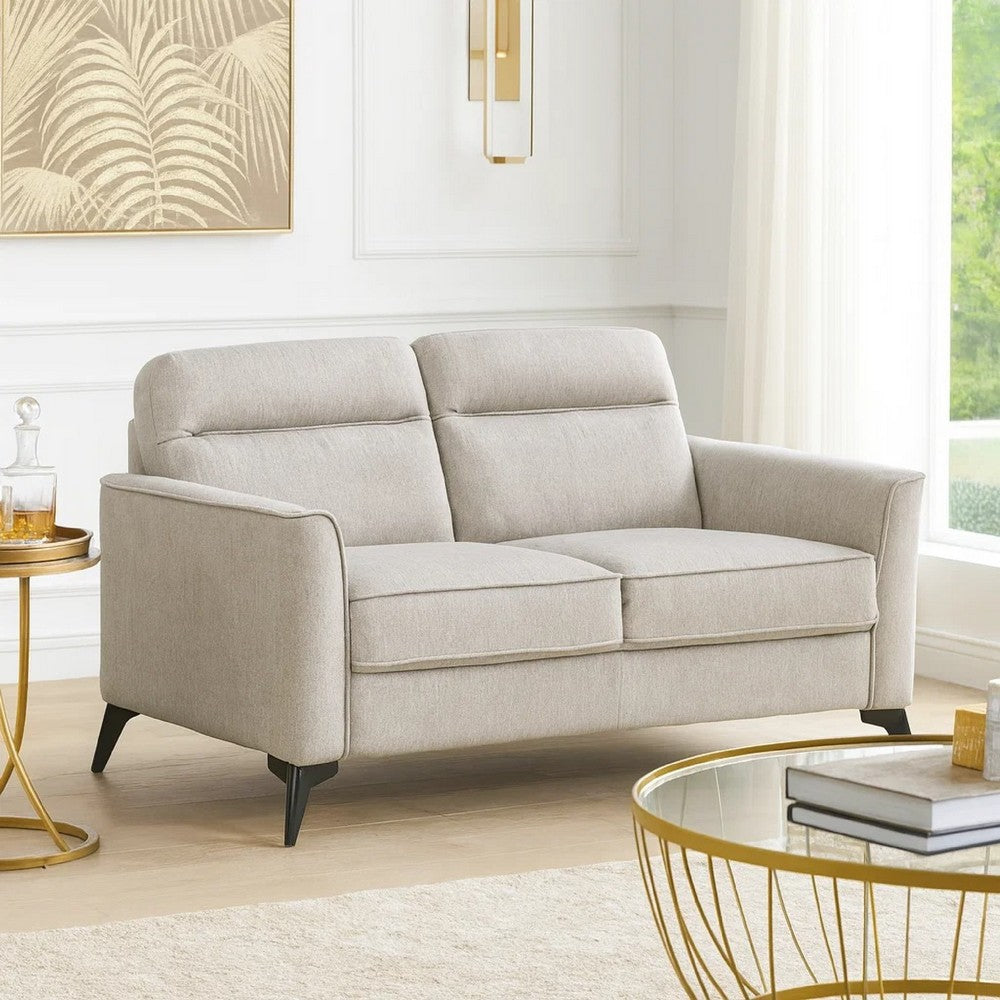 Teli Loveseat, Light Tan Microfiber with Black Metal Legs, 57"