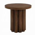 Sana round side table with fluted base in dark brown