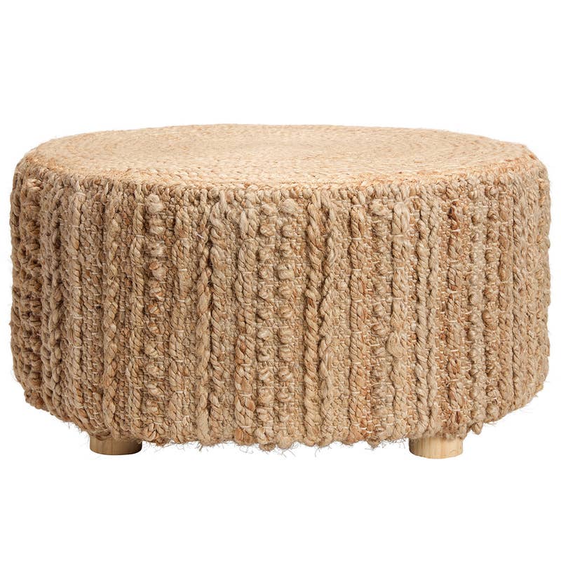 Jaipur Living Core Elm round natural jute pouf