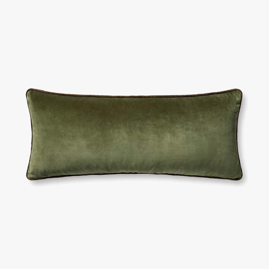 Liza dark green velvet lumbar pillow