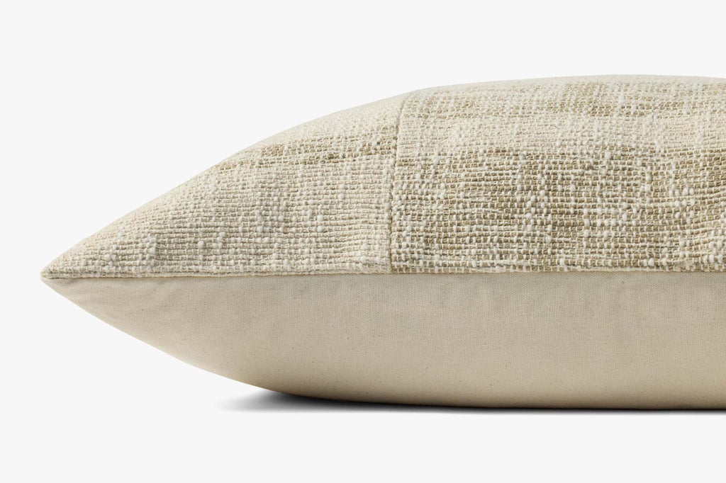 Broken-Stripe Lumbar Pillow, Beige and Natural, 16" x 26"