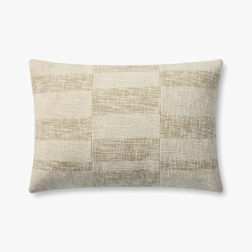 Broken-Stripe Lumbar Pillow, Beige and Natural, 16" x 26"