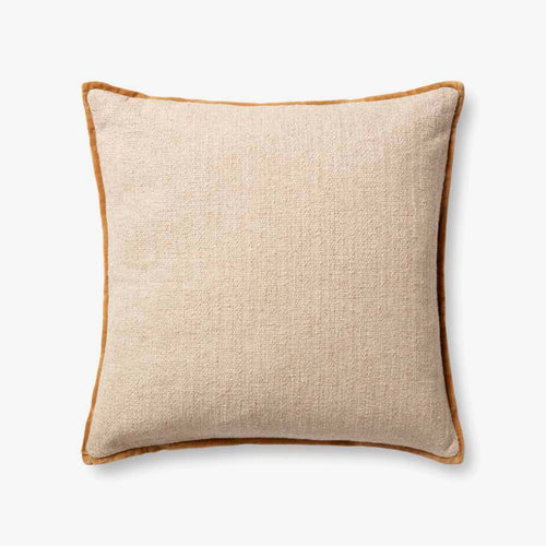 Aveline linen-blend throw pillow in ivory and gold