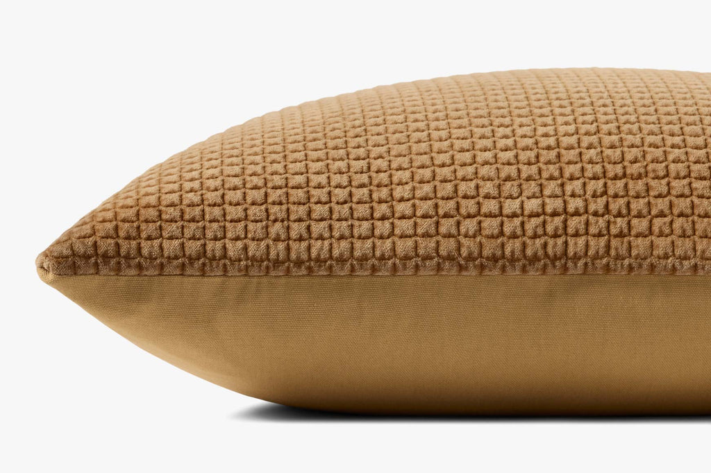 Quilted Velvet Throw Pillow, Caramel, 22" x 22"