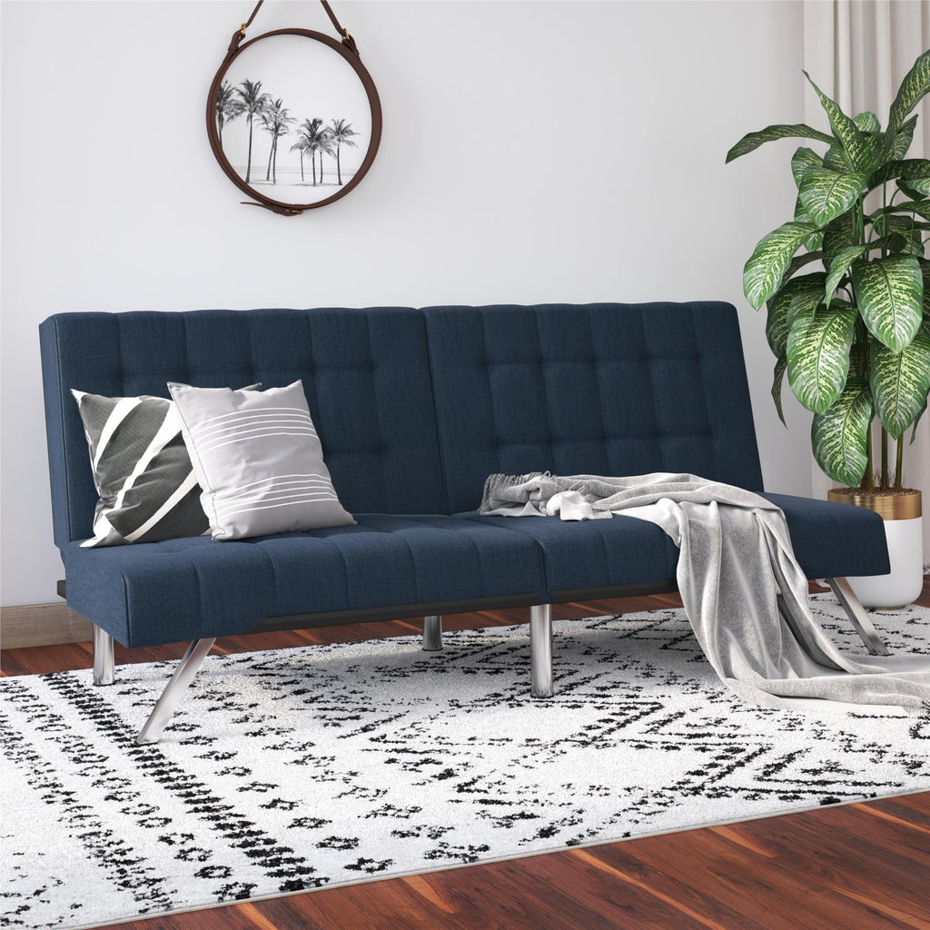 DHP Emily Convertible Futon, Navy Blue Linen