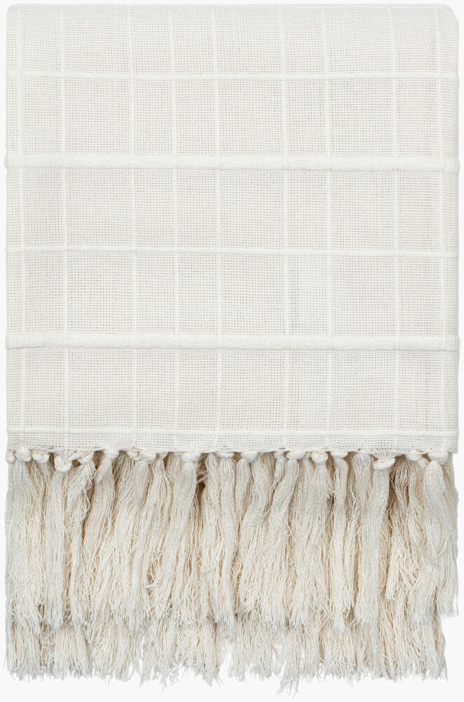 Prolo textured fringe throw blanket in cream