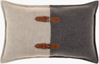 Branson Lumbar Pillow with Leather Accents, 14" x 22"