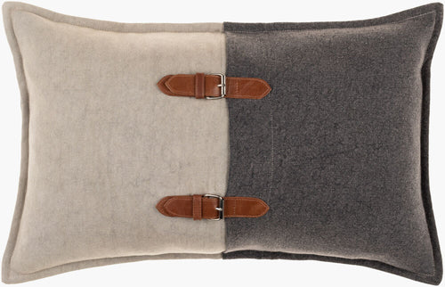 Branson Lumbar Pillow with Leather Accents, 14" x 22"