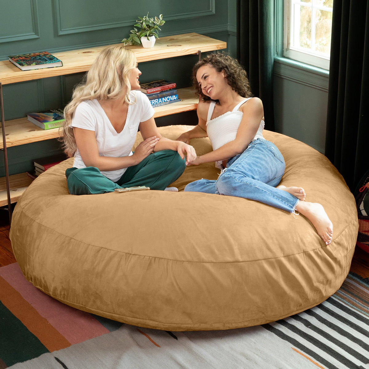 Jaxx Cocoon 6 ft Giant Bean Bag Lounger - Camel microsuede