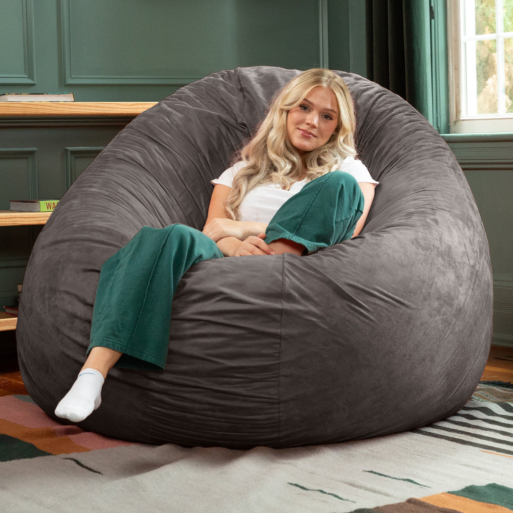 Jaxx Cocoon 6 ft Giant Bean Bag Lounger - Dark Gray microsuede