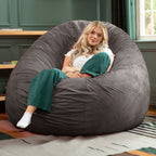 Jaxx Cocoon 6 ft Giant Bean Bag Lounger - Dark Gray microsuede