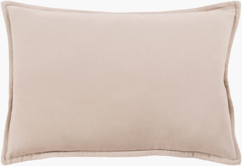 Cotton Velvet Throw Pillow, Light Beige, 20" x 20"