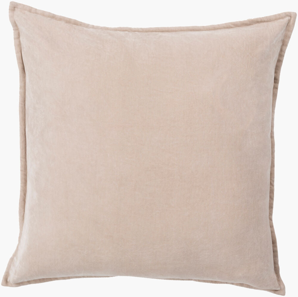 Cotton Velvet Throw Pillow, Light Beige, 20" x 20"