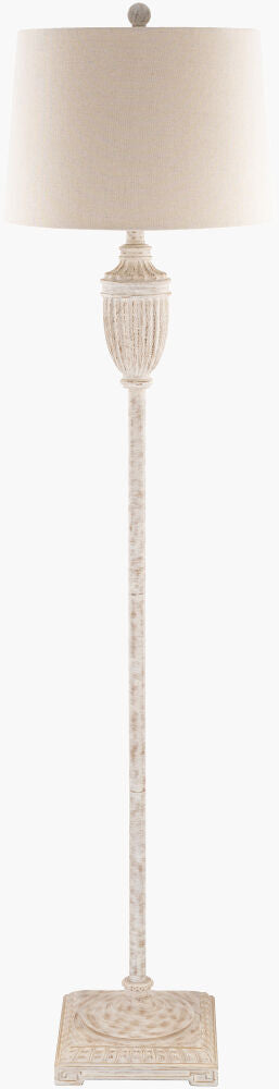 Edis Floor Lamp, Gray with Beige Linen Shade, 59"
