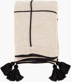 Fleck Tassel Throw, Beige and Black, 50" x 60"