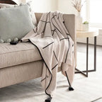 Fleck Tassel Throw, Beige and Black, 50" x 60"