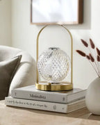Furnas cordless lamp styled on a table