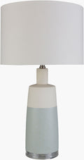 Surya Healey cream ceramic table lamp with linen shade