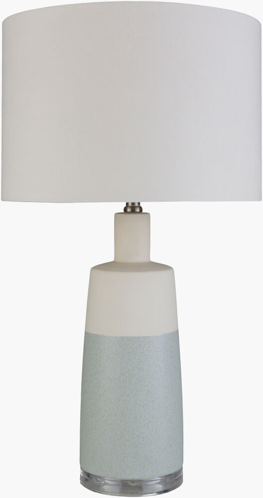 Surya Healey cream ceramic table lamp with linen shade