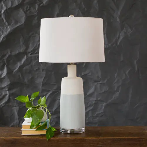 Healey ceramic lamp styled in a living room