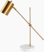 Surya Hannity brushed brass and marble table lamp